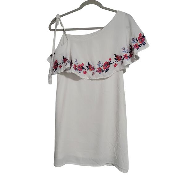 Miami White Floral Dress Sleeveless Tie Spaghetti Strap Mini Dress Size Small - Picture 5 of 8